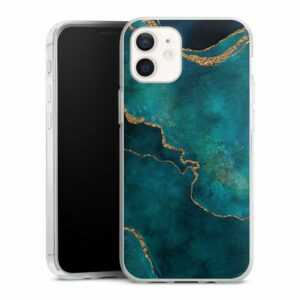DeinDesign Handyhülle "Glitzer Look Marmor Kunst Gemstone Glamour teal", Apple iPhone 12 Pro Silikon Hülle Bumper Case Handy Schutzhülle