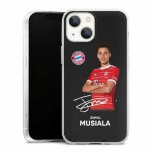 DeinDesign Handyhülle "Jamal Musiala Offizielles Lizenzprodukt FC Bayern München", Apple iPhone 13 Mini Silikon Hülle Bumper Case Handy Schutzhülle