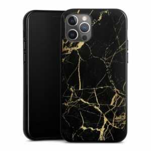 DeinDesign Handyhülle "Marmor schwarz Muster BlackGoldMarble Look", Apple iPhone 12 Pro Silikon Hülle Bumper Case Handy Schutzhülle