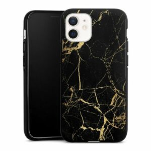 DeinDesign Handyhülle "Marmor schwarz Muster BlackGoldMarble Look", Apple iPhone 12 Silikon Hülle Bumper Case Handy Schutzhülle