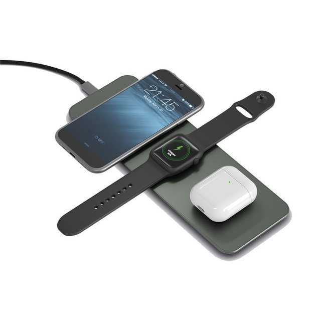 Terratec "ChargeAIR All" Ladestation (Ladestation zum gleichzeitigen, kabellosen Aufladen von Smartphones, Apple Watch & AirPods / induktives Ladepad green / grün)