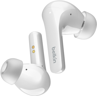 Belkin SoundForm Flow – True Wireless-Kopfhörer mit Mikrofon – im Ohr – Bluetooth – aktive Rauschunterdrückung – weiß – für Apple iPhone 12, 13, Samsung Galaxy Note20, S20, S21, S21 5G, S21+ 5G, Z Flip3 5G