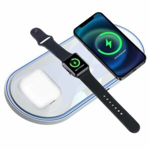 Favson "Fast Wireless Charger, 3 in 1 Qi induktive ladestation Pad mit Adapter, Kabelloses Ladegerät für Apple Watch 6/5/4/3/2, AirPods 2/Pro, iPhone 13 12 pro 12 11 XS Max XR X 8+, Galaxy S21/S20/S10" Induktions-Ladegerät
