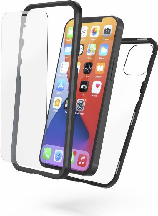 Hama Prime Line Magnetic+Glass+Display Glass - Hintere Abdeckung für Mobiltelefon - Aluminium, gehärtetes Glas (9H) - Schwarz, durchsichtig - für Apple iPhone 12 mini (00188817)
