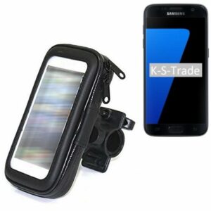 K-S-Trade Smartphone-Halterung, (Fahrrad-Halterung kompatibel mit Samsung Galaxy S7 Handy-Halterung Halter Lenkstange Fahrradhalterung Motorrad Bike Mount Wasserabweisend regensicher schwarz (1x)
