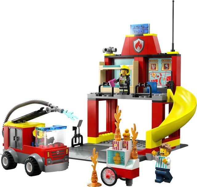 LEGO® Spielbausteine LEGO® City Fire Feuerwehrstation und Löschauto 153 Teile 60375