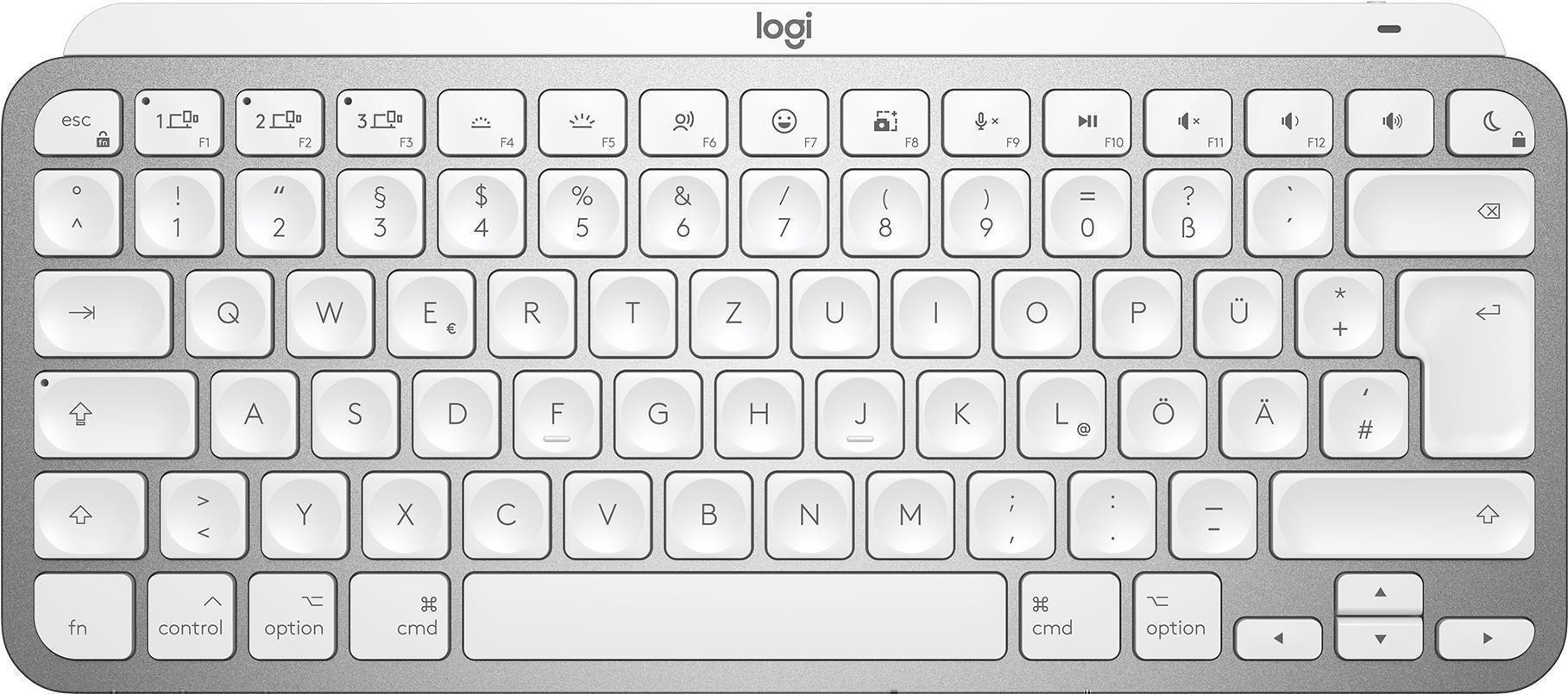 Logitech MX Keys Mini for Mac - Tastatur - hinterleuchtet - Bluetooth - AZERTY - Französisch - Pale Gray - für Apple 10.2 iPad, 10.5 iPad Air, 10.9 iPad Air, iPhone 11, 12, 13, SE