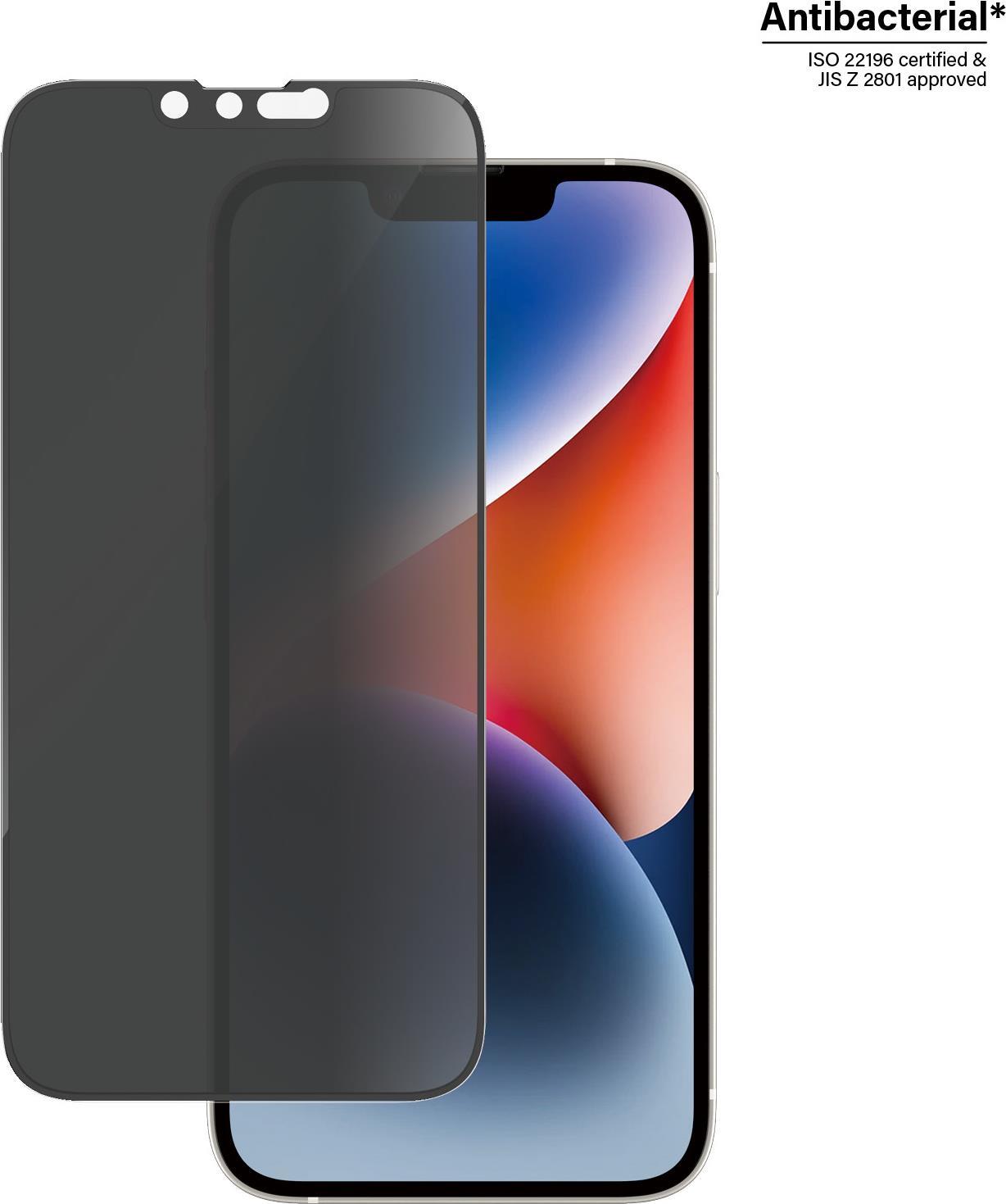 PanzerGlass - Bildschirmschutz für Handy - ultra-wide fit - Glas - mit Sichtschutzfilter - Rahmenfarbe schwarz - für Apple iPhone 13, 13 Pro, 14 (P2783)