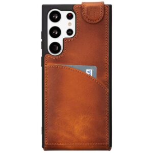Burkley Flip Case "Flip Case Samsung Galaxy S23 Ultra Handyhülle Klapphülle", Flip Case Lederhülle mit Kartenfach und Magnetverschluss