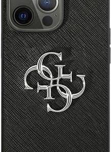 Guess PU 4G Metal Logo Case Saffiano für A2643 Apple iPhone 13 Pro Max