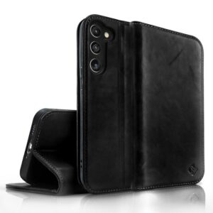 Nalia Flip Case "Samsung Galaxy S23 Plus", Echt Leder Klapp-Hülle mit Magnetverschluss / Aufstellen / RFID Schutz