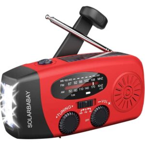 Notfall-Solarradio, autarkes Kurbelradio mit LED-Taschenlampe, AM/FM/WB-Wetterradio mit wiederaufladbarem 2000-mAh-Akku zum Aufladen von Smartphones