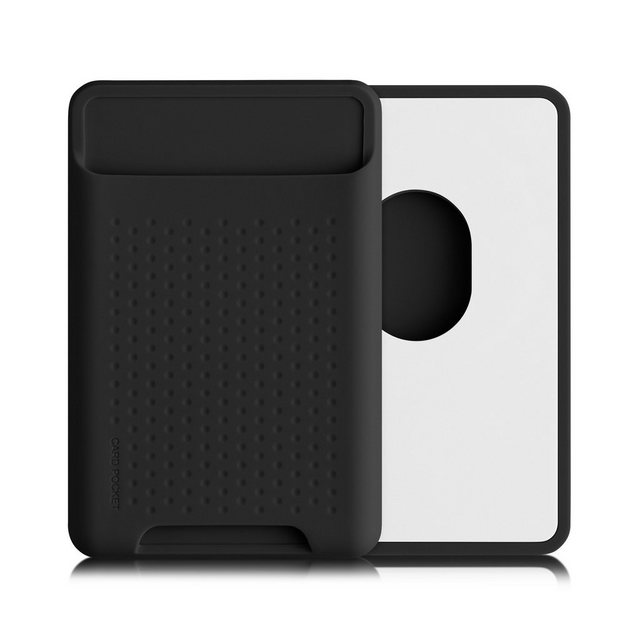 kwmobile kwmobile Kartenhalter kompatibel mit Apple iPhone 15 / 14 / 13 / 12 Halterung, (1-tlg., Kartenfach Halter magnetisch – Handy Kartenetui aus Silikon in Schwarz)