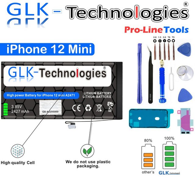 GLK-Technologies GLK mit Apple iPhone 12 Mini A2176, A2398 Profi Werkzeug Handy-Akku