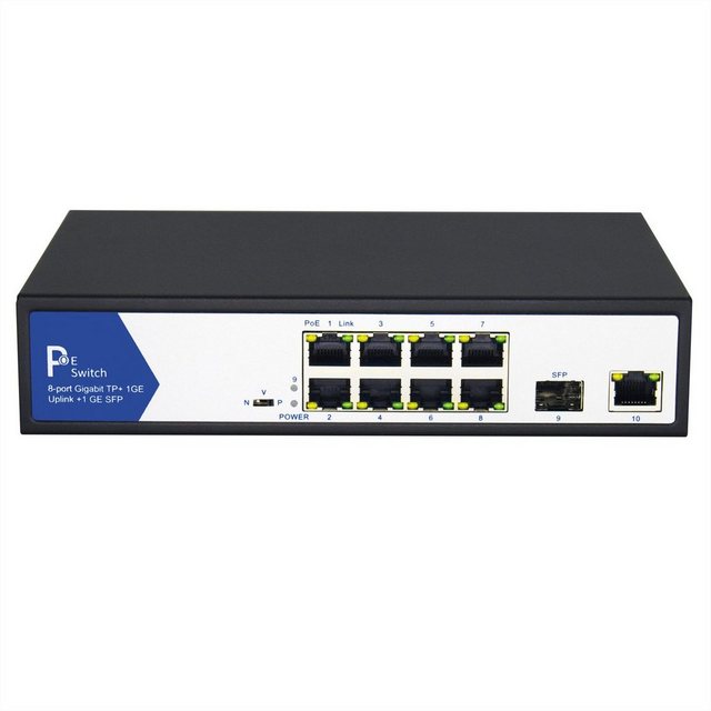 VALUE PoE+ Gigabit Ethernet Switch, 8+2 Uplink Ports (1x GbE und 1x SFP) Netzwerk-Switch