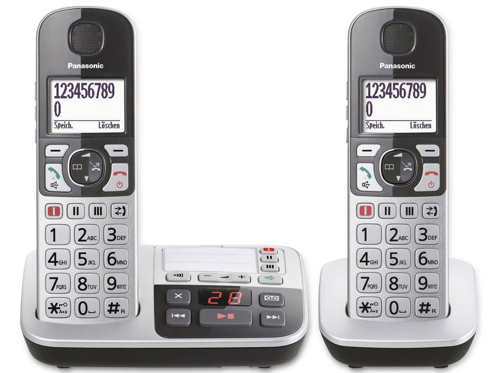 PANASONIC DECT-Telefon KX-TGE522GS, Großtasten, Duo, silber