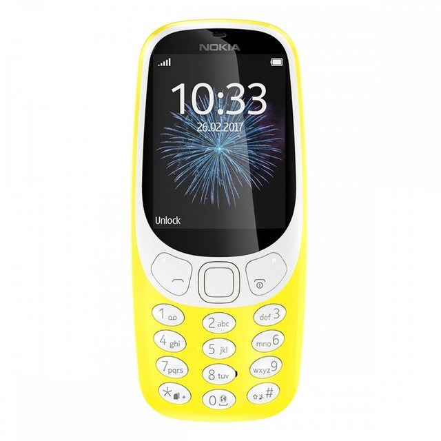 Nokia 3310 16 MB – klassisches Handy – gelb Smartphone (2,4 Zoll, 16 GB Speicherplatz)