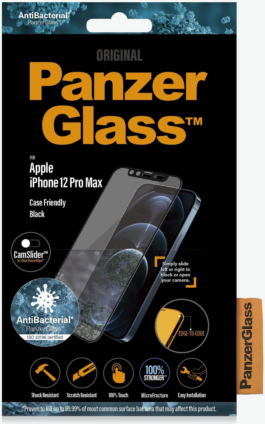 PanzerGlass CamSlider - Bildschirmschutz für Handy - glass - 6.7 - Rahmenfarbe black - für Apple iPhone 12 Pro Max (2715)
