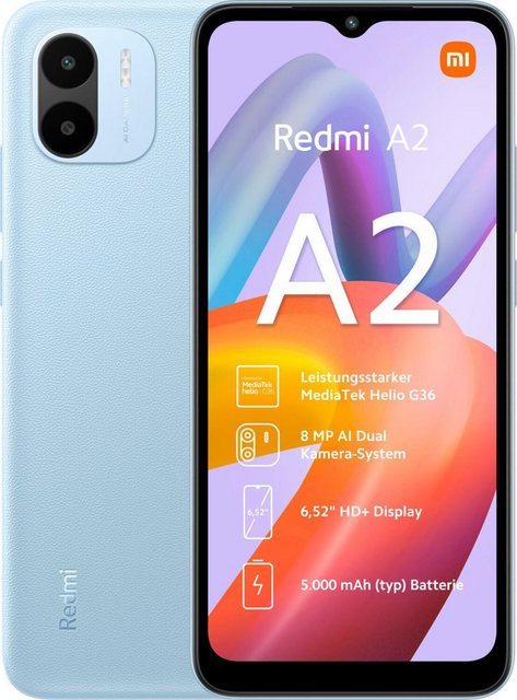 Xiaomi Xiaomi Redmi A2 2GB RAM 32GB – Blue EU Smartphone (16,50 cm/6.5 Zoll, 32 GB Speicherplatz, 8 MP Kamera)