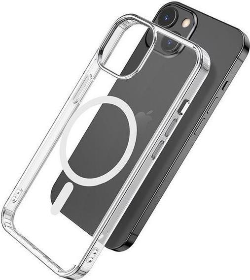 eSTUFF - Hintere Abdeckung für Mobiltelefon - kompatibel mit MagSafe - Thermoplastisches Polyurethan (TPU) - klar - für Apple iPhone 13 mini
