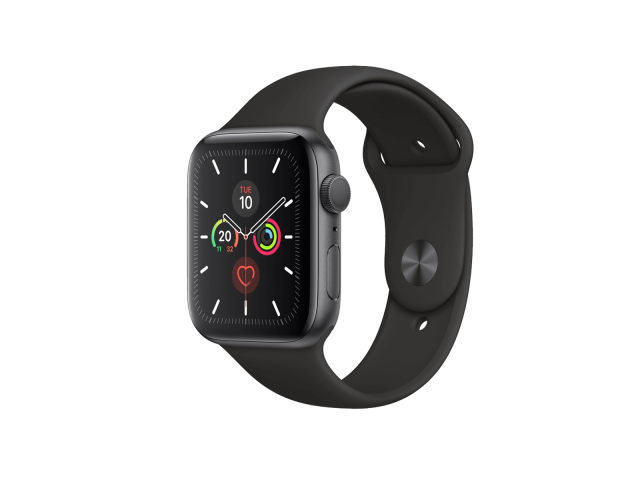 Apple Apple Watch Serie 5 | 44mm | Aluminium Spacegrau | Schwarzes Sportarmband | GPS | WiFi + 4G