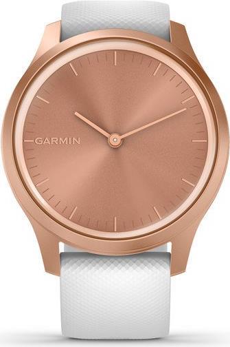 Garmin vívomove Style – 42 mm – Aluminium, Roségold – intelligente Uhr mit Band – Silikon – weiß – Bandgröße 125-190 mm – Bluetooth, ANT+ – 25.5 g