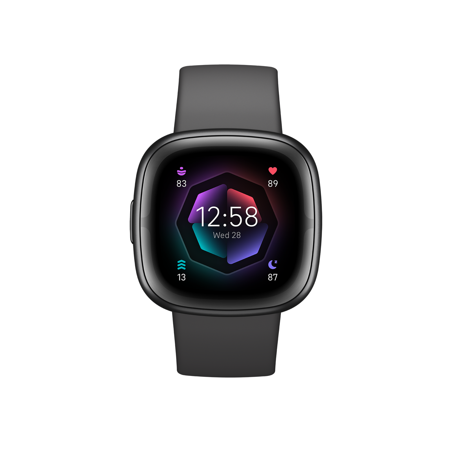 Fitbit Sense 2 – 40 mm – Carbon-Schwarz – intelligente Uhr mit Band – Graphit – Handgelenkgröße: up to 209 mm – NFC, Bluetooth (FB521BKGB)