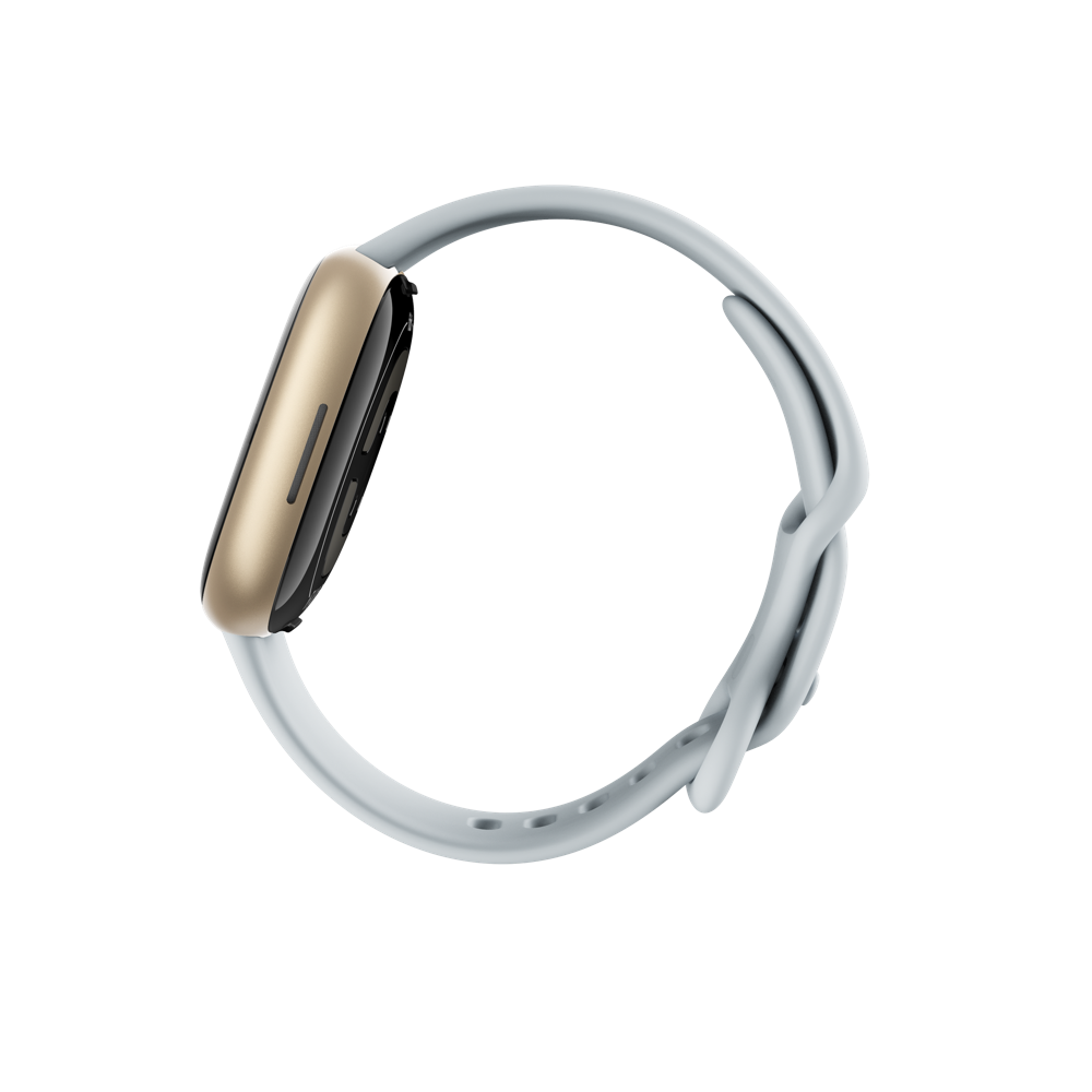 Fitbit Sense 2 – Soft Gold Aluminium – intelligente Uhr mit Band – Blue Mist – Bandgröße: S – NFC, Bluetooth (FB521GLBM)