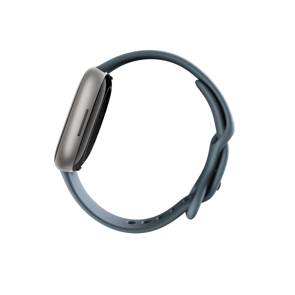 Fitbit Versa 4 – 40 mm – Platin – intelligente Uhr mit Band – Waterfall Blue – Bandgröße: S/L – NFC, Bluetooth (FB523SRAG)