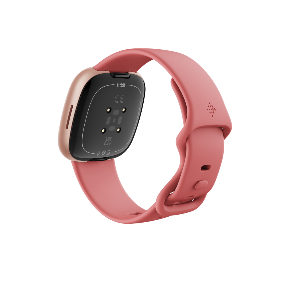 Fitbit Versa 4 – 40 mm – Kupferrosé – intelligente Uhr mit Band – rosa sandfarben – Bandgröße: S/L – NFC, Bluetooth (FB523RGRW)