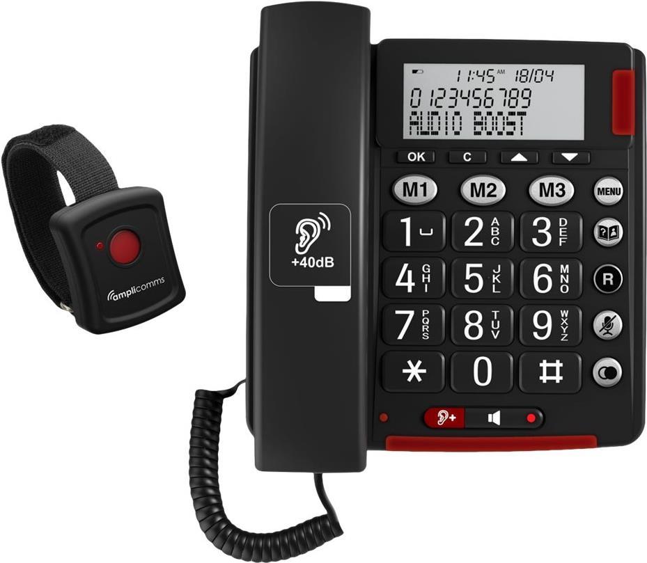 Audioline Amplicomms BigTel 50 Alarm Plus – Telefon mit Schnur – Dunkelgrau (ATL1425642)