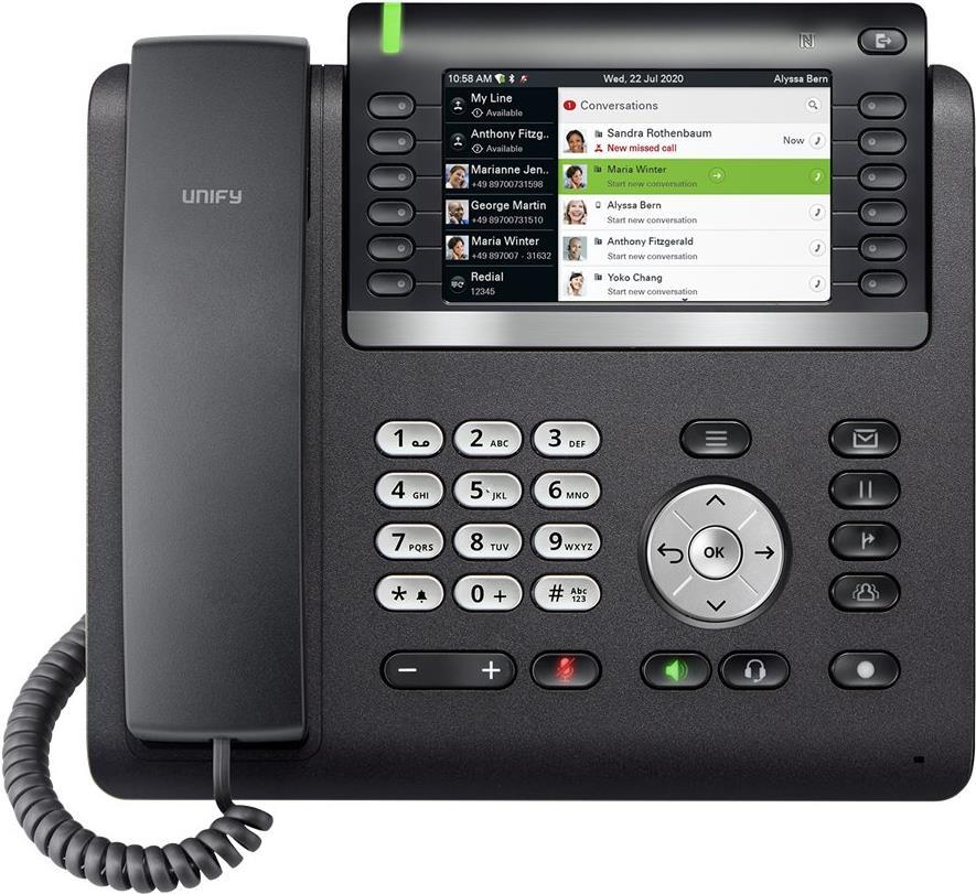 Unify OpenScape Desk Phone CP700X – VoIP-Telefon – mit Bluetooth-Schnittstelle – dreiweg Anruffunktion – SIP – Schwarz/Silber