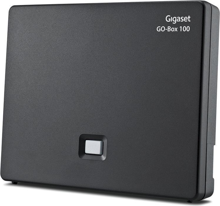 Gigaset GO Box 100 – Basisstation für schnurloses Telefon/VoIP-Telefon – Anrufbeantworter – ECO DECTGAPCAT-iq – dreiweg Anruffunktion – SIP, RTP – Schwarz
