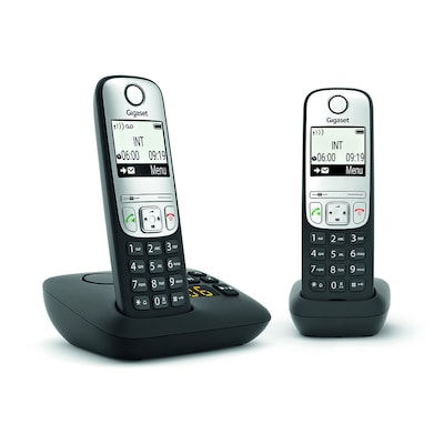 Gigaset A690A Duo – Schnurlostelefon-Rufnummernanzeige, Anrufbeantworter schwarz