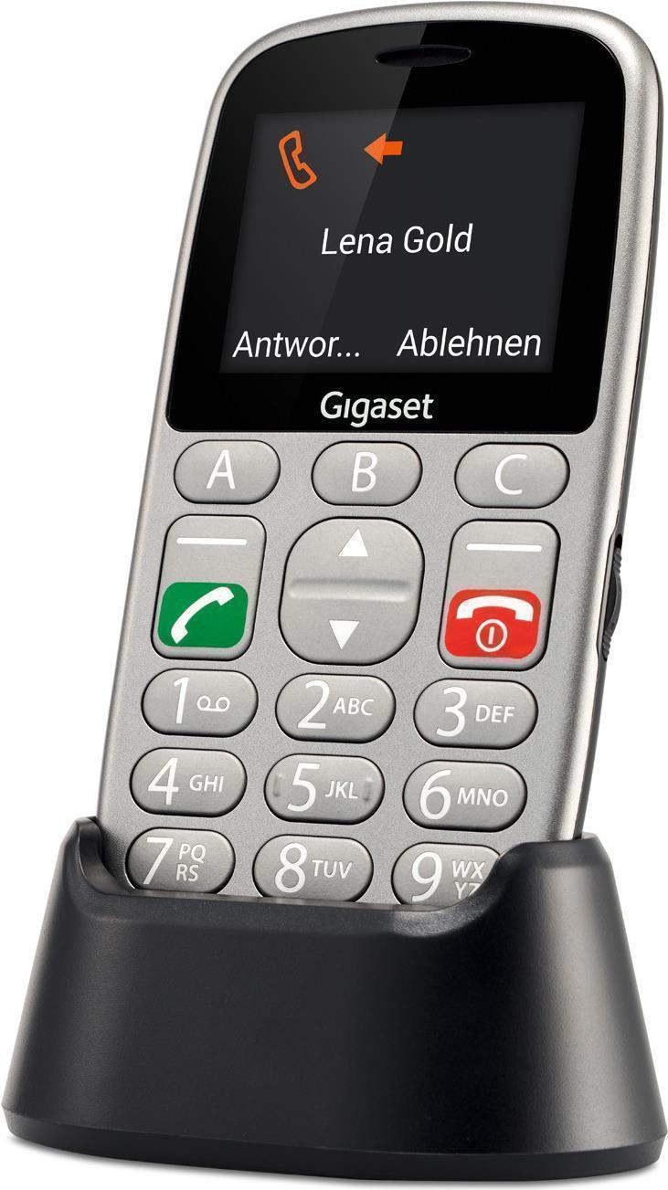 Gigaset GL390 – Mobiltelefon – Dual-SIM – microSDHC slot – GSM – 220 x 176 Pixel – RAM 32 MB – 0,3 MP – Titanium Silver