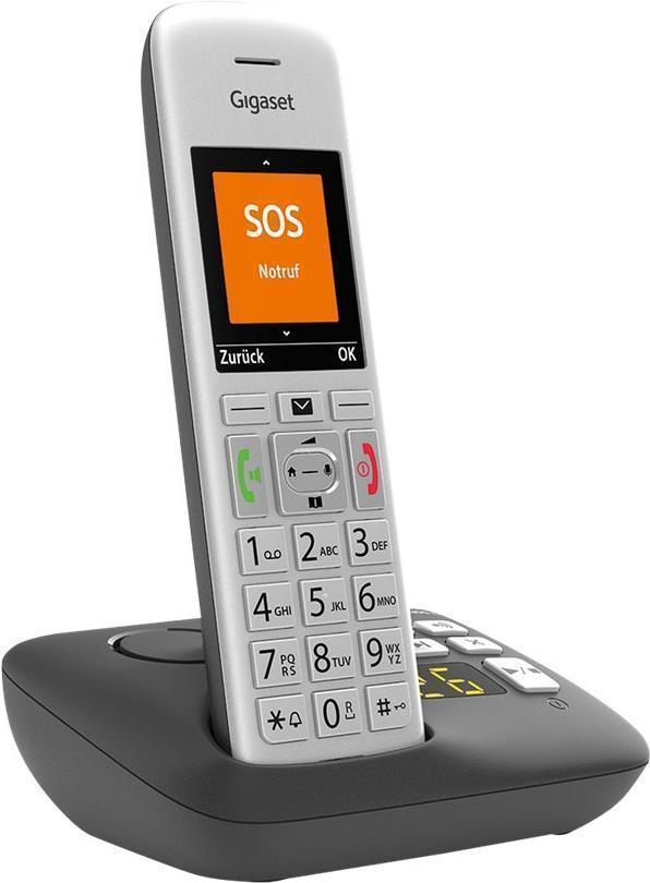 Gigaset E390A – Schnurlostelefon – Anrufbeantworter mit Rufnummernanzeige – ECO DECTGAP – Silver Black