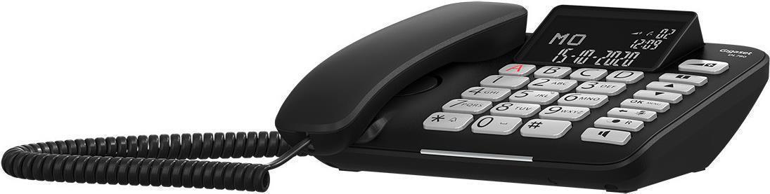 Gigaset DL780 Plus schwarz Kombination aus DECT Tischtelefon und Mobilteil – gemeinsames Telefonbuch für bis zu 99 Einträge – synchronisierte Anrufliste und Anrufschutz – Verstärker-Funktion – besonders großes Display und Tasten (S30350-H220-B101)