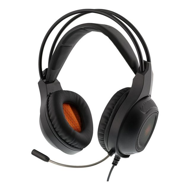 DELTACO LED Stereo-Headset (PC-Gaming, 2 x 3,5 mm Anschlüsse 40 mm orange LED) Headset (inkl. 5 Jahre Herstellergarantie)