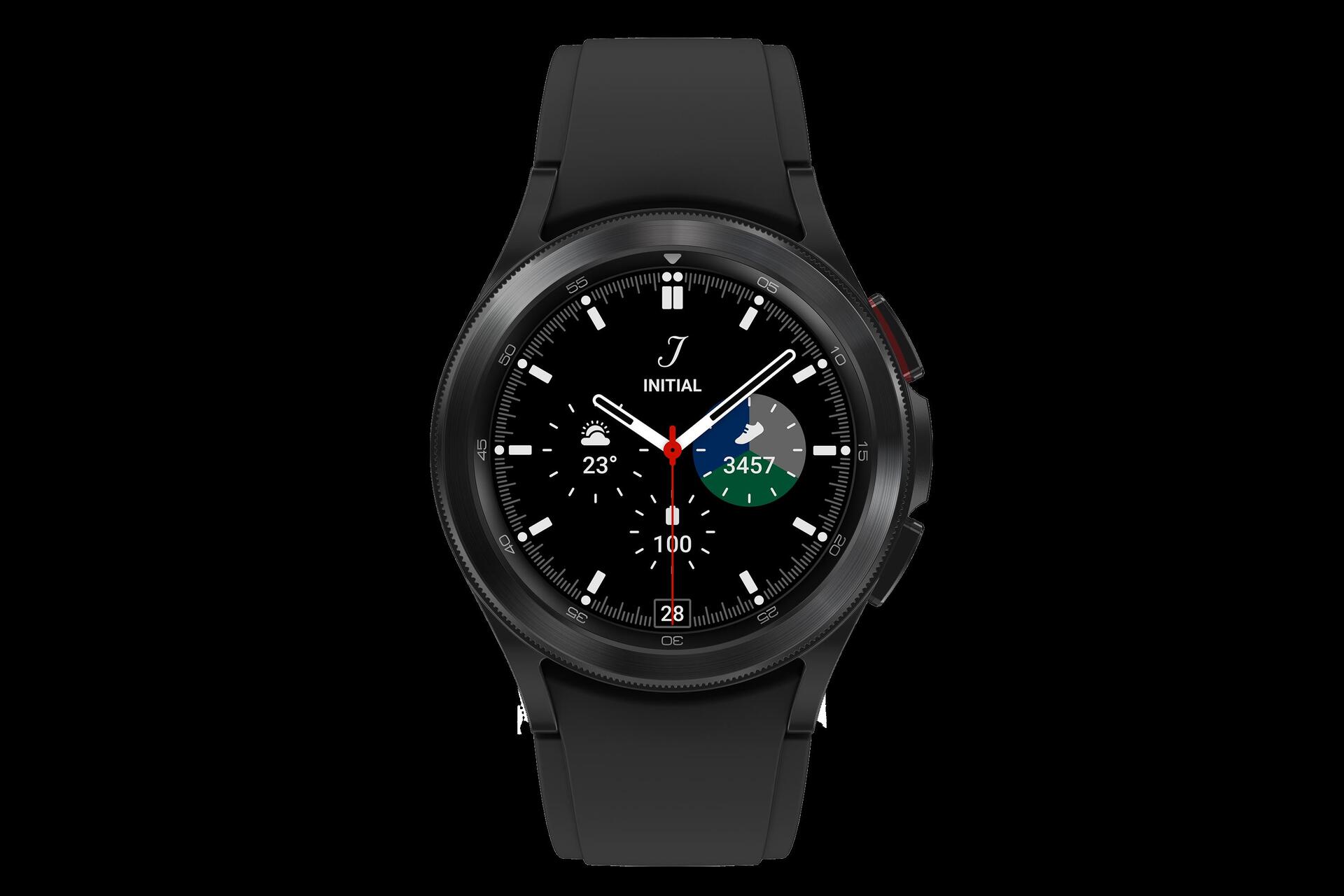 Samsung Galaxy Watch4 Classic – 42 mm – schwarz – intelligente Uhr mit Ridge Sport Band – Flouroelastomer – schwarz – Anzeige 3.04 cm (1.2) – 16 GB – 7.6 GB – NFC, Wi-Fi, Bluetooth – 4G – 46.5 g