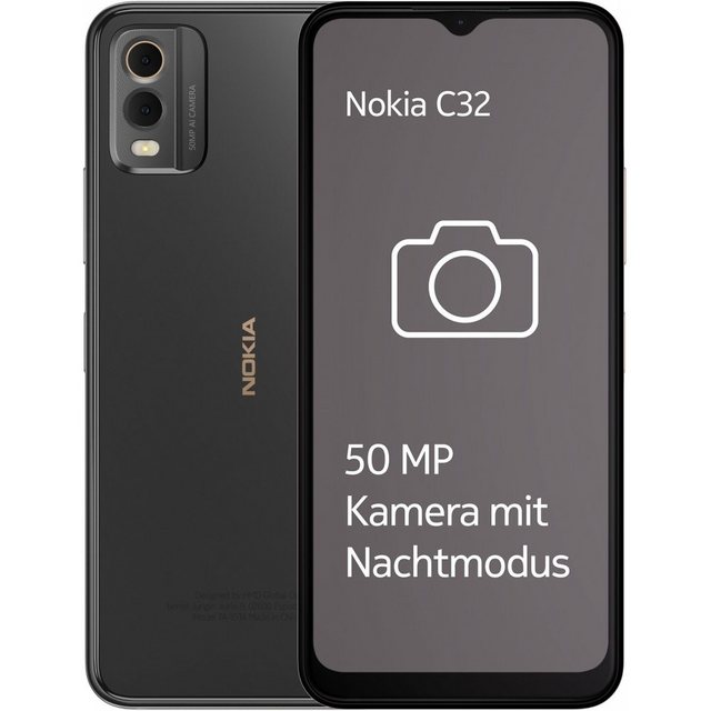 Nokia C32 64 GB / 3 GB – Smartphone – charcoal Smartphone (6,5 Zoll, 64 GB Speicherplatz)