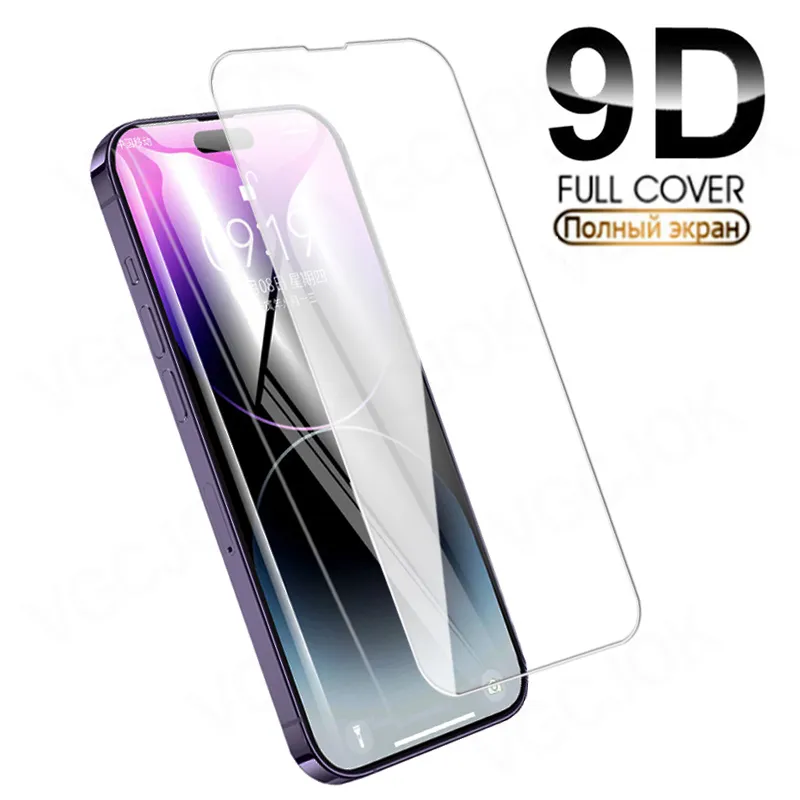 9D Full Cover Tempered Glass For Apple iPhone 14 Plus 13 12 11 Pro Max mini Screen Protector iPhone X XR XS Max Protective Film