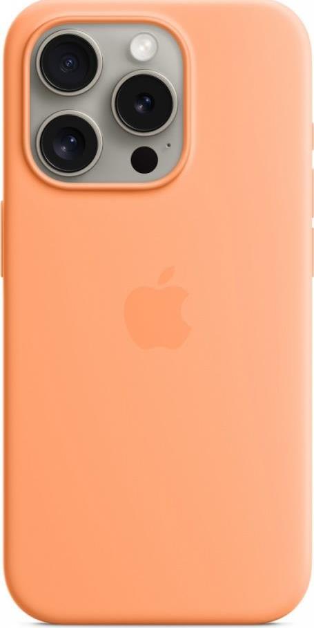 Apple – Hintere Abdeckung für Mobiltelefon – kompatibel mit MagSafe – Silikon – Orangensorbet – für iPhone 15 Pro (MT1H3ZM/A)