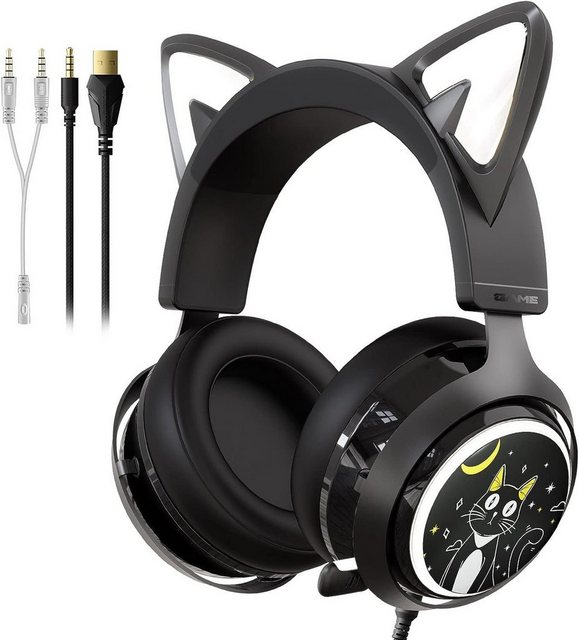 Somikon GS510 Gaming-Headset (Einziehbares Rauschunterdrückungsmikrofon für klare Kommunikation während des Spiels , “Hochwertiges Cat-Headset für Gamer: Somic GS510 in Schwarz)