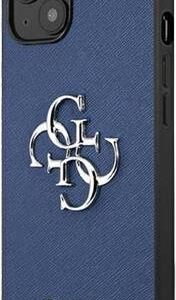 GUESS Hard Cover Saffiano 4G Big Metal Logo Blue, for iPhone 13 Mini, GUHCP13SSA4GSBL (GUHCP13SSA4GSBL)