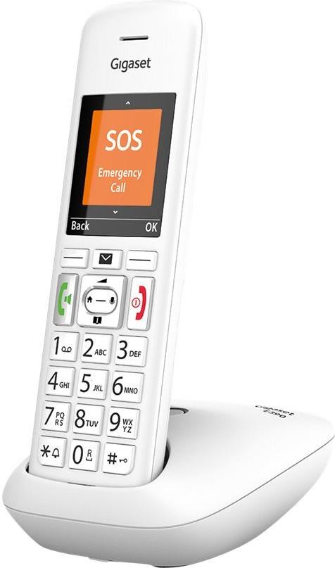 Gigaset E390 – Schnurlostelefon mit Rufnummernanzeige – ECO DECTGAP – weiß (S30852-H2908-C102)