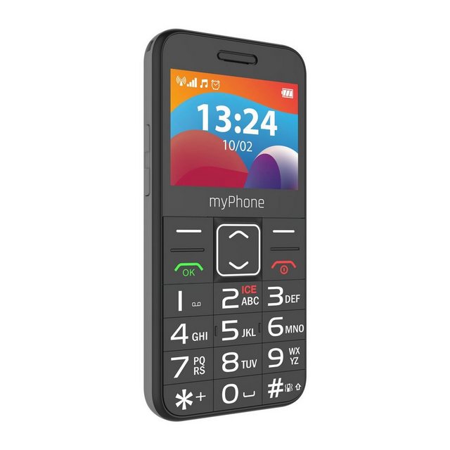 myPhone LTE Mobiltelefon, 1400 mAh, 4G LTE, SOS-Taste und Taschenlampe Schwarz Smartphone