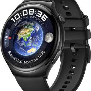 Huawei Watch 4 - Edelstahl - intelligente Uhr mit Riemen - Flouroelastomer - schwarz - Handgelenkgröße: 140-210 mm - Anzeige 3,8 cm (1.5) - 32GB - Wi-Fi, LTE, NFC, Bluetooth - 4G - 48 g - Schwarz (55020AMN)