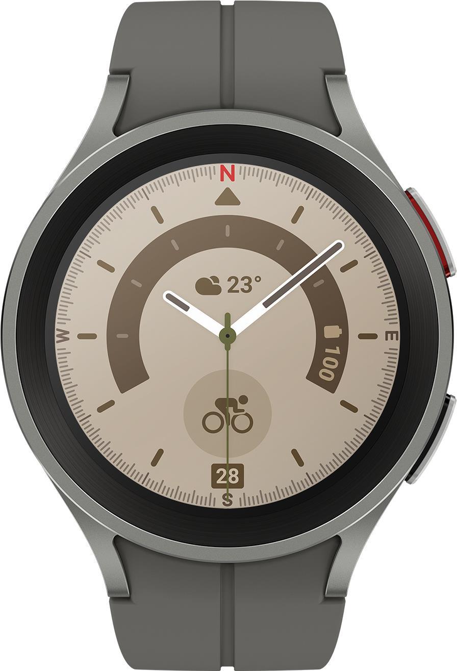 Samsung Galaxy Watch5 Pro – 45 mm – titanfarben grau – intelligente Uhr mit Sportband – Anzeige 3.46 cm (1.4) – 16 GB – NFC, Wi-Fi, Bluetooth – 46.5 g