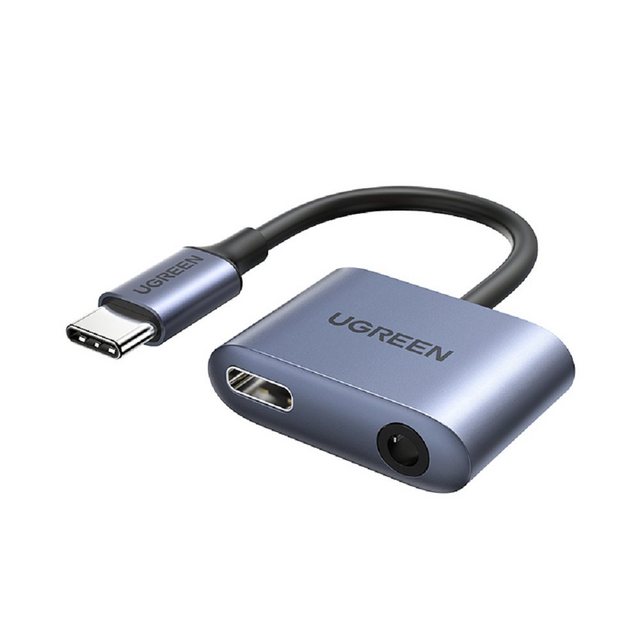 UGREEN USB Typ C – USB Typ C PD QC + 3,5mm Miniklinke Audio Adapter grau Smartphone-Adapter