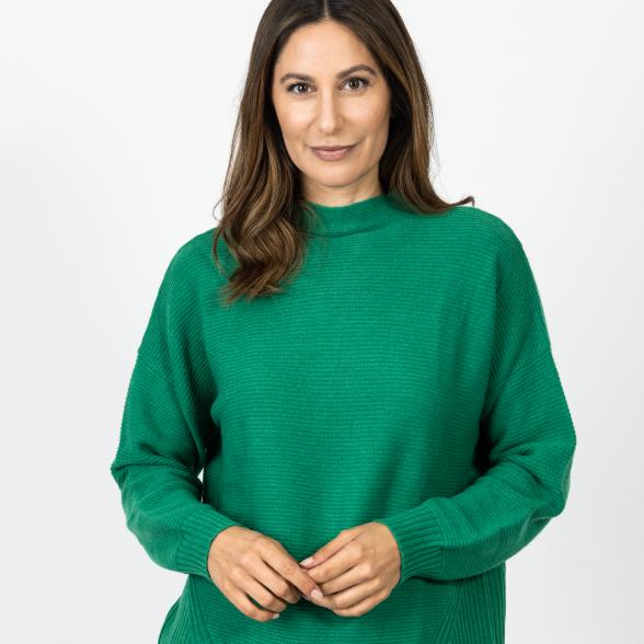 100% KASCHMIR Damen-Pullover, Stehkragen grün